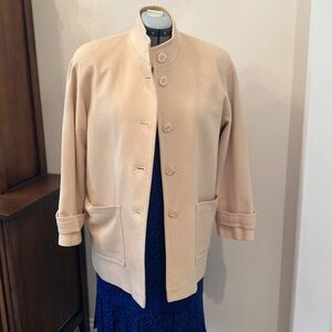 Vintage wool button up jacket, neutral beige or camel, size M